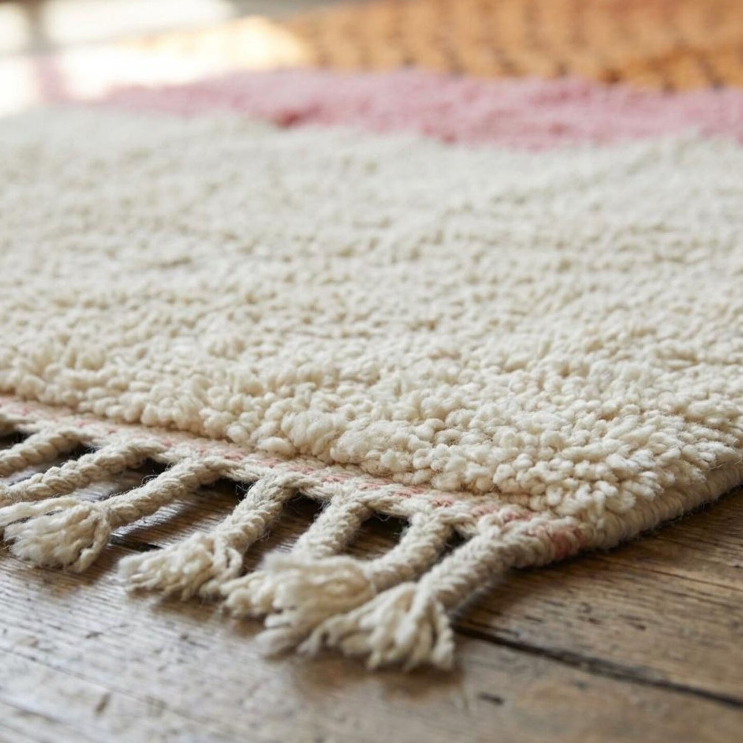 Handmade Moroccan Berber Rug, Pink and Orange Abstract Color Block, 8x10 ft